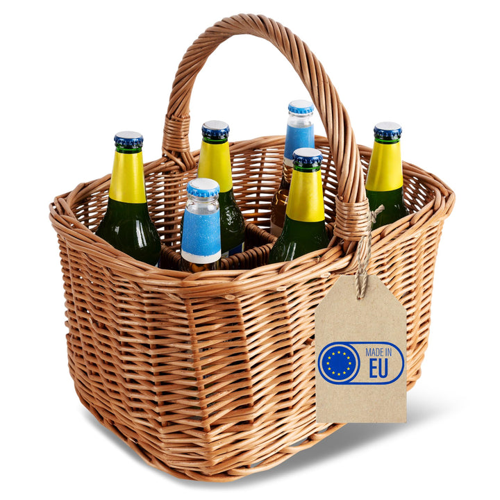Creative Home Weidenkorb mit Henkel | Flaschenkorb 6 Flaschen | 40 x 31 x 38 cm (+/- 2 cm) | Grosser