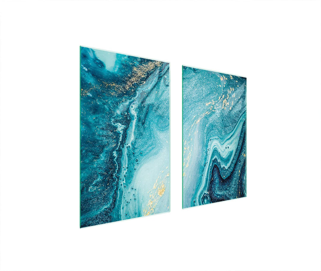 DarHaus Herdabdeckplatten tweiteilig 75x52 cm Ceranfeld Abdeckung Glas Spritzschutz Abdeckplatte Gla