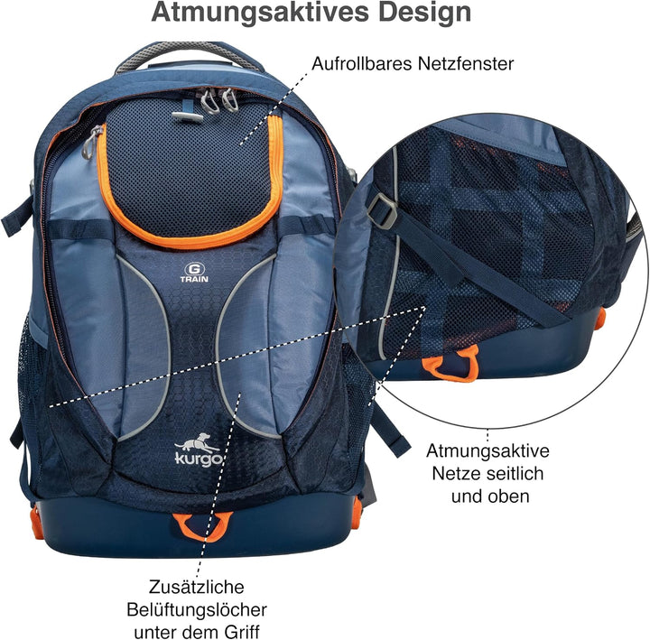 Kurgo G-Train Hunderucksack, Mit integriertem Haustierfach, Wasserfester Boden, Für Haustiere bis zu