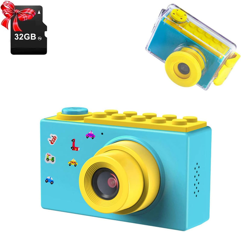 ShinePick Kinderkamera, wasserdicht, Mini-Kamera mit TF-Karte 32 GB/Digitalzoom 4 x / 8 MP/TFT-LCD-D