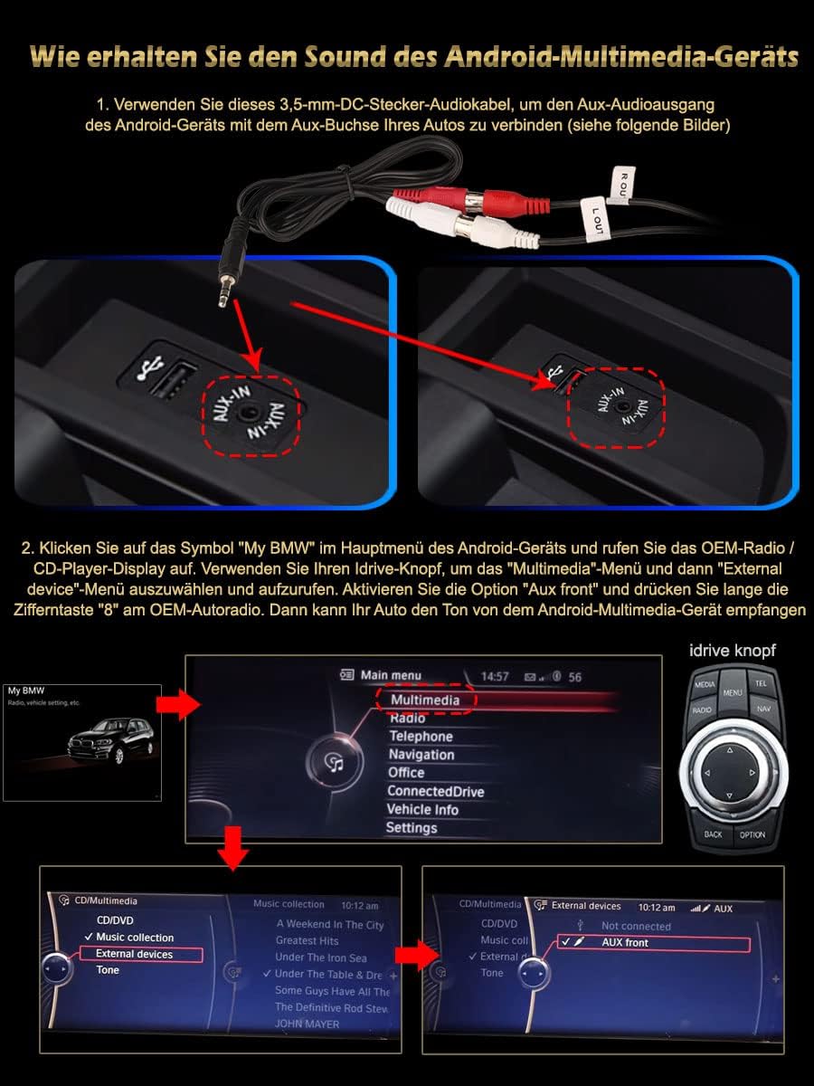 Erisin 10,25" 4GB RAM 64GB ROM Kabelloses CarPlay Android 12 Autoradio Bluetooth GPS Navi für BMW X1