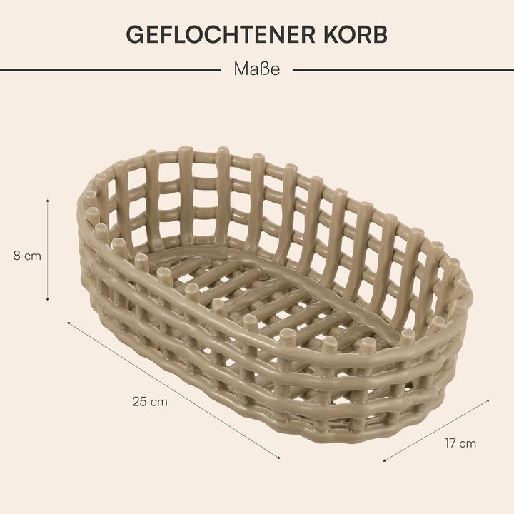 Baroni Home, geflochtenes Mehrzweck-Keramik-Aufbewahrungskörbchen, Obstkorb, Tischmitte, Schlüsselha