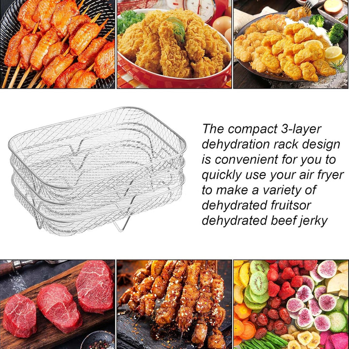 Air Fryer Rack, 304 Edelstahl Heissluftfritteuse Grillrost Dehydrate Rack Multifunktional Stapelbar