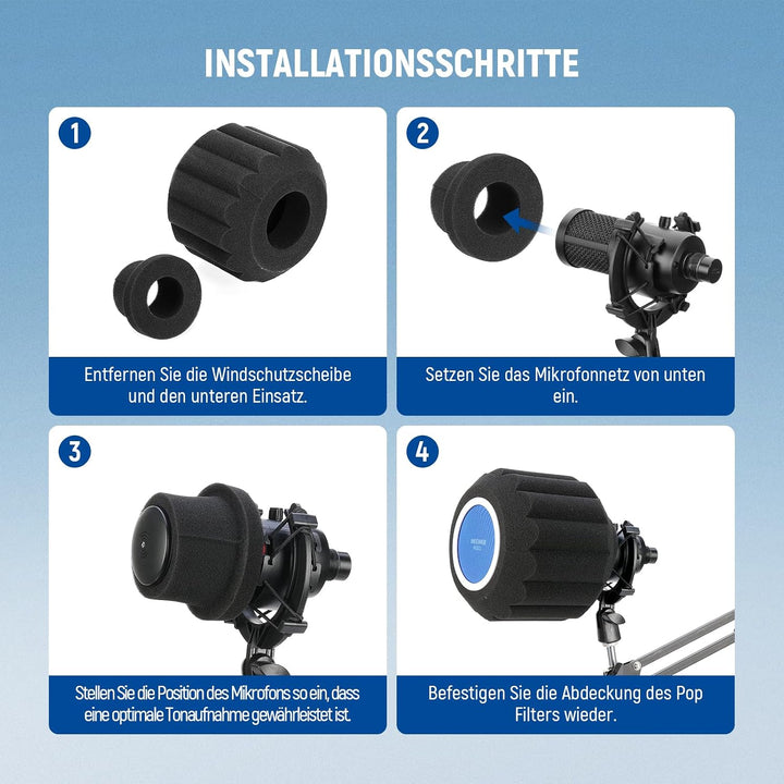 NEEWER Mikrofon Isolationsschild Popschutz, Windschutz Microphone Pop Filter Mask Shield für Gesangs