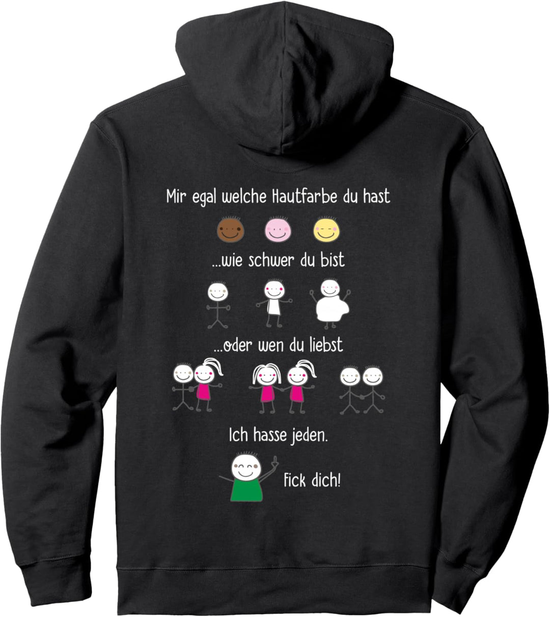 Mir Egal welche Hautfarbe Strichmännchen Humor Pullover Hoodie