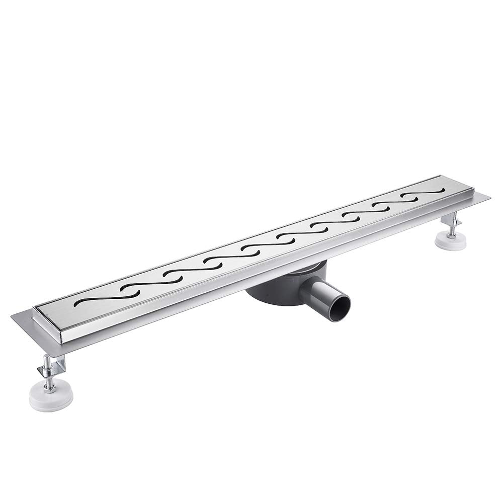 Duschrinne 70 cm 360 Grad Edelstahl komplettset Duschablauf Extra Flach Siphon mit Haarsieb Duschabf