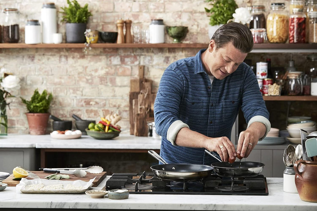 Tefal Jamie Oliver Brushed 3-teiligiges Pfannenset E011S3.VEG | Bestehend aus Pfanne 20cm + 24cm + 2