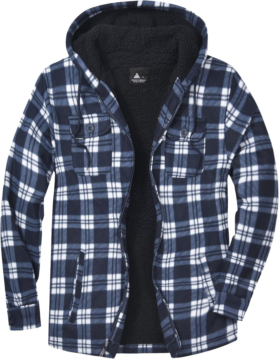 JACKETOWN Hemdjacke Herren Kariertes Winterjacke Thermohemd Fleece Gefüttert Freizeit Jacke mit Kapu