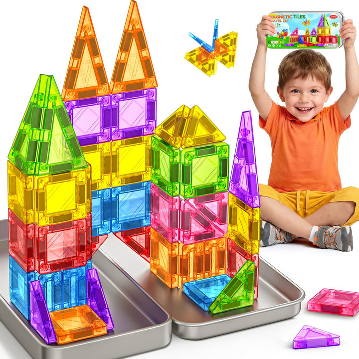 Magnetische Bausteine 42PCS Mini Magnetbausteine Reiseset Magnetspielzeug Montessori Reisespielzeug