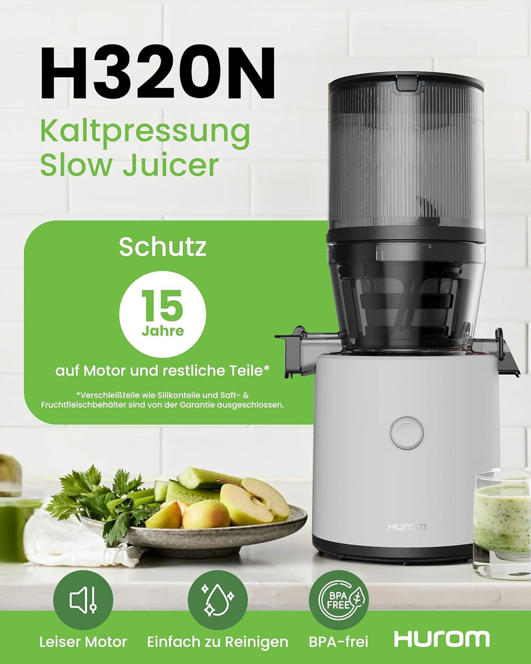 HUROM | Slow Juicer | Entsafter Gemüse und Obst | H320N | Elektrische Kaltpresse | Ruhiger Motor | L