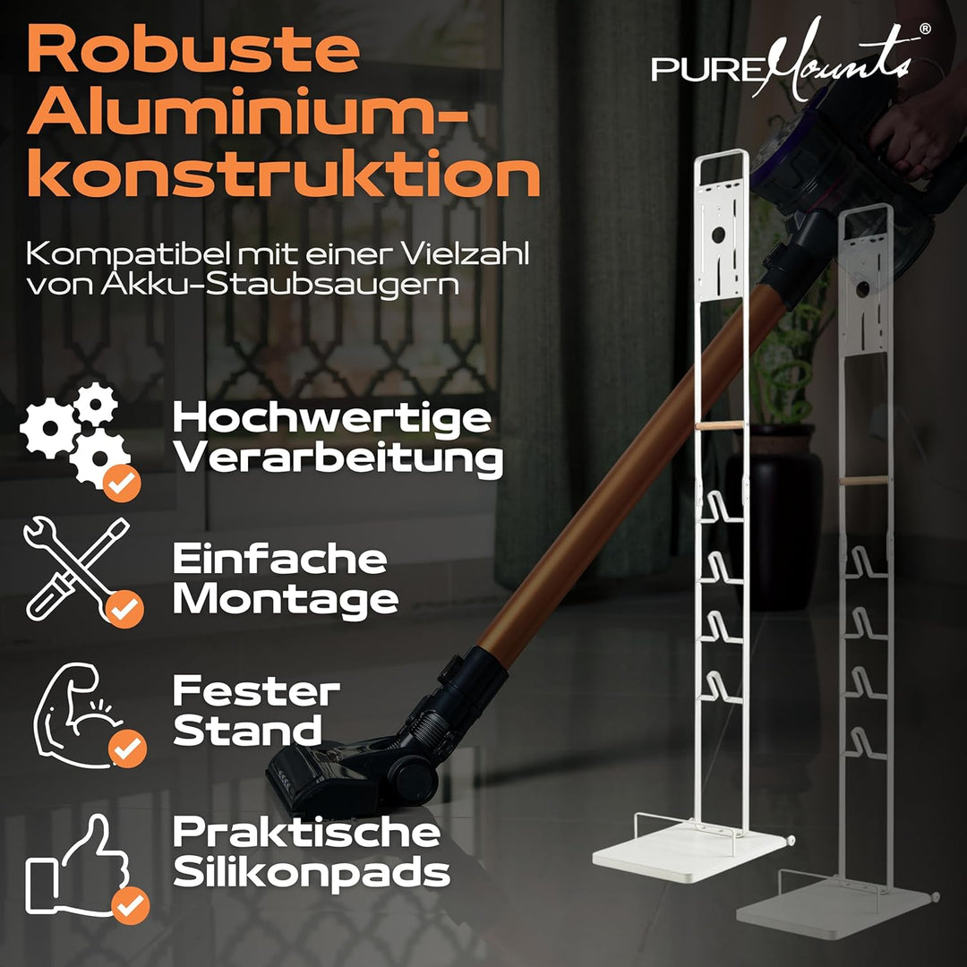 PureMounts Staubsauger Ständer Halterung universal kompatibel mit Dyson V15, V12, V11, V10, V8, V7,
