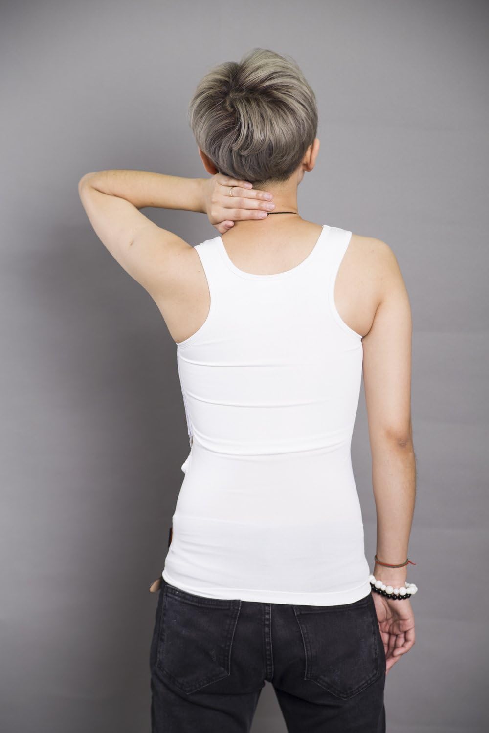BaronHong Bambuskohle Faser Brust Binder Baumwolle Tank Top für Tomboy Trans Lesbisch 5XL Weiss, 5XL