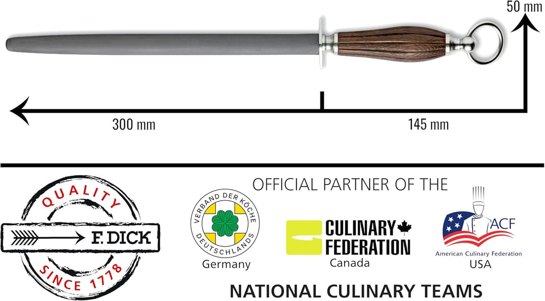 F. DICK Wetzstab, DarkNitro (Wetzstahl 30 cm Spezialbeschichtung für hohen Abtrag, harte Messer Mess
