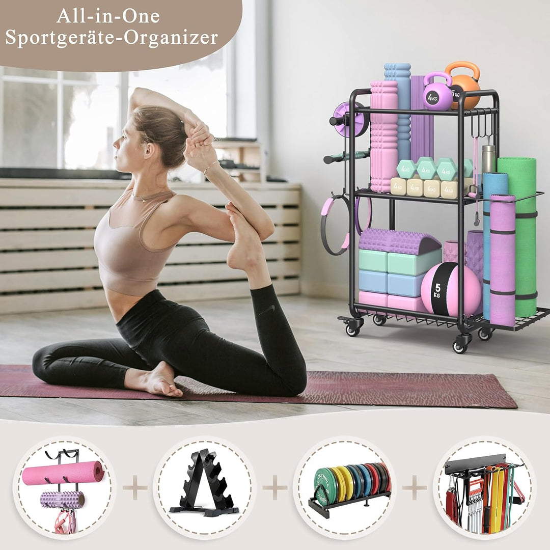 Multifunktionales Aufbewahrungsregal für das Fitnessstudio zu Hause – Aufbewahrungsregal für Yogamat