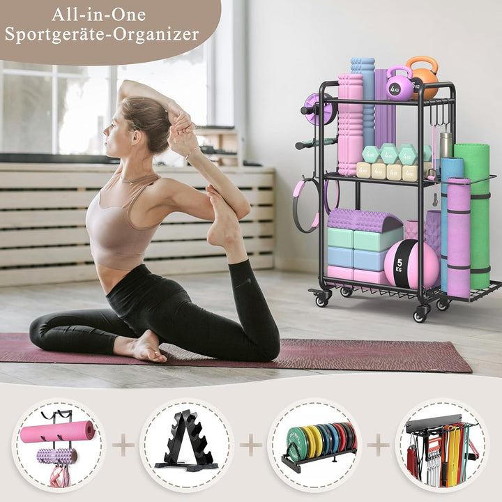 Multifunktionales Aufbewahrungsregal für das Fitnessstudio zu Hause – Aufbewahrungsregal für Yogamat