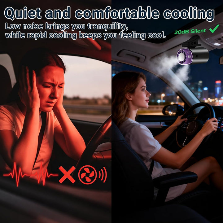 Auto Ventilator,Lüfter für Autoklimaanlage,Auto Clip on Klimaanlage Ventilator mit LED Display,360°