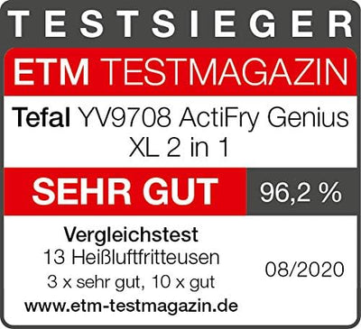 Tefal YV9708 ActiFry Genius XL 2 in 1 Heissluftfritteuse | 1500 Watt | Fassungsvermögen: 1,7 kg | 9