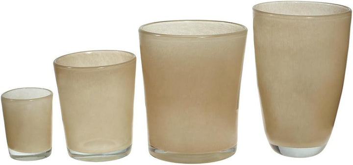 CRISTALICA Bouquet Vase Blumenvase Übertopf Colori Beige H 17 cm D 15 cm Handgeformt Mundgeblasenes