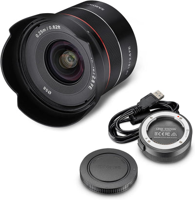 Samyang AF 18mm F2,8 FE + Lens-Station für Sony E Mount Vollformat & APS-C I ultra leichtes Weitwink