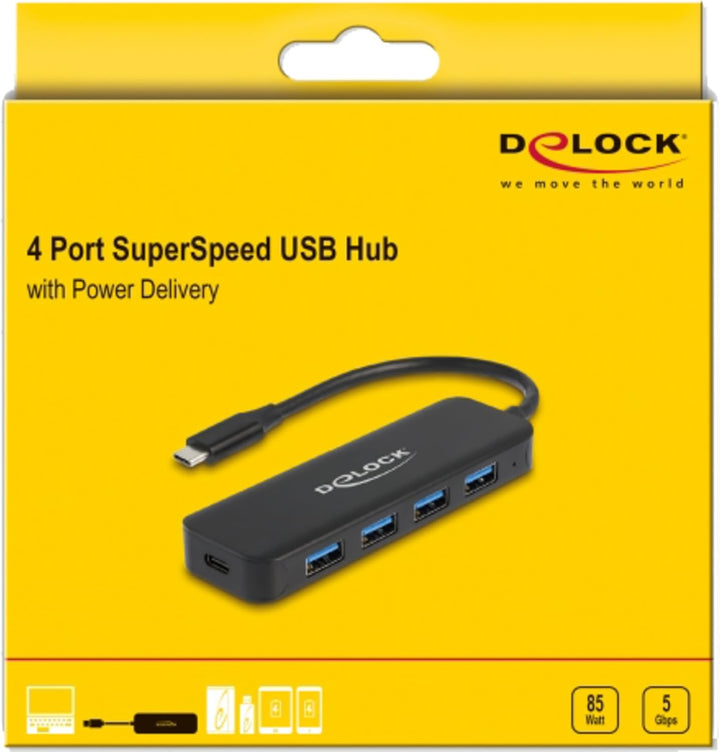 Delock USB Type-C™ Hub 4 Port USB 3.2 Gen 1 mit Power Delivery 85 Watt