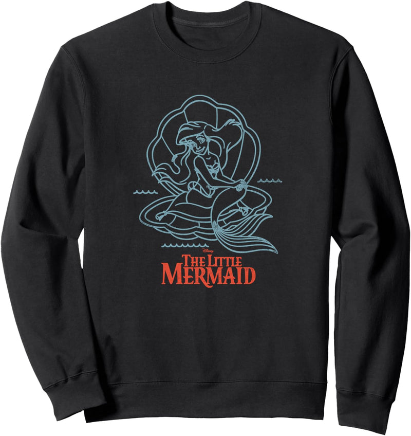 Disney The Little Mermaid Ariel Blue Outline Shell Sitting Sweatshirt