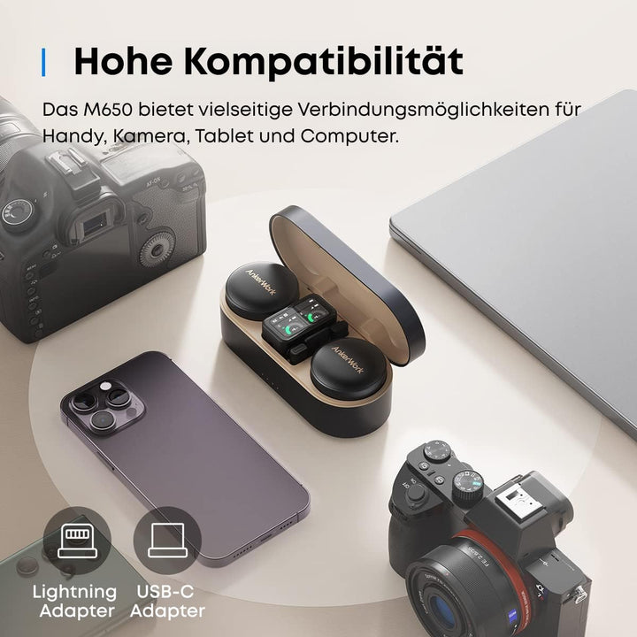 AnkerWork M650 Kabelloses Lavalier Mikrofon, Professionelle Geräuschunterdrückung, Magnetisches Cove