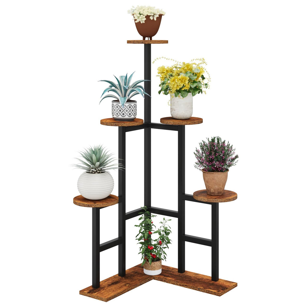 IBUYKE 4 Etagen Holz Pflanzenständer Blumenständer, 108cm Hoch Blumenregal Pflanzenregal für Mehrere