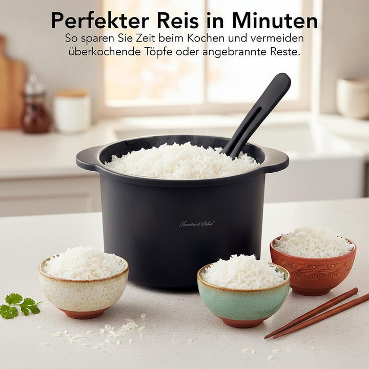 Rosenstein & Söhne Reiskocher mit Deckel: 2er-Set Mikrowellen-Reiskocher, 2,5 Liter, spülmaschinenge