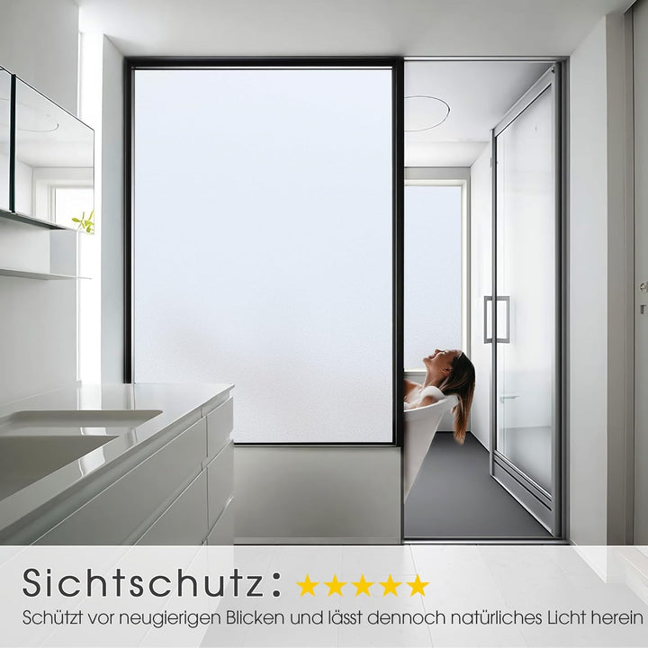 Lifetree Fensterfolie Blickdicht: Milchglasfolie Selbstklebend Fenster Sichtschutzfolie Blickdicht A