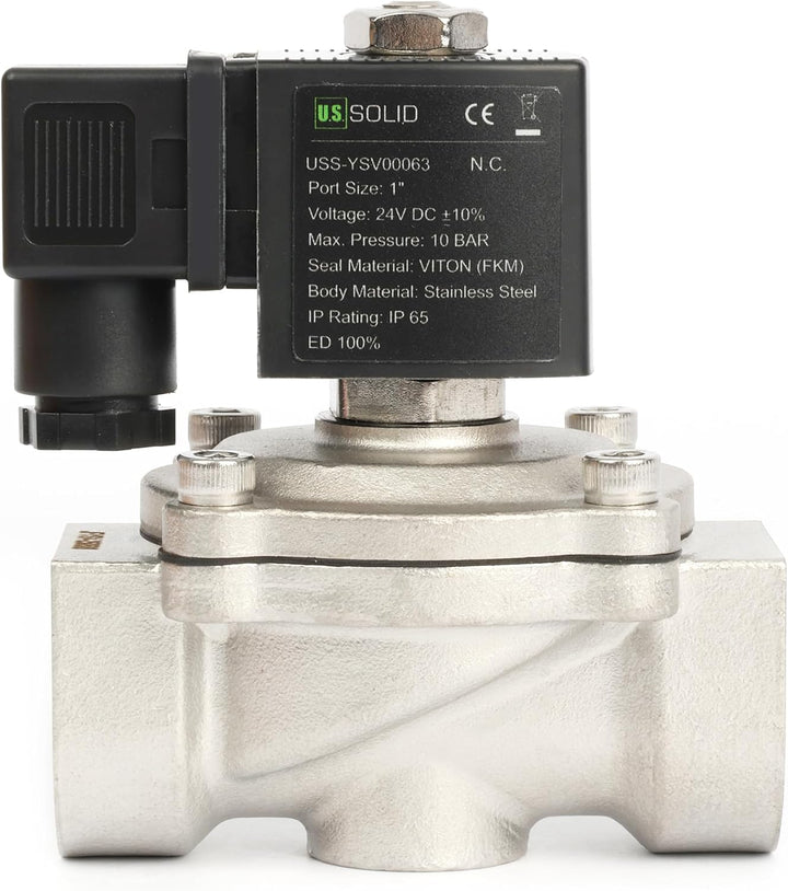 U.S. Solid Magnetventil Edelstahl G 1" 24V DC stromlos geschlossen 10 bar - Elektrisches Wasserventi