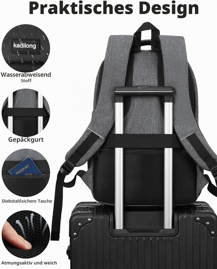 kadilong Gross Rucksack Laptop Herren 17.3 Zoll,Schulrucksack Jungen Teenager Rucksack Schule Schulr
