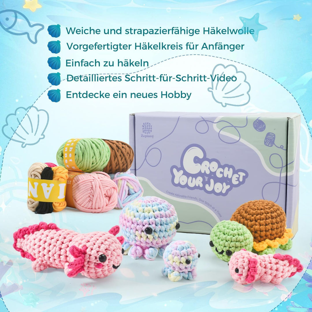 Zummipals Häkelset für Anfänger, Häkelnadel Set Enthält Amigurumi Häkel Zubehör, Häkel Set, Alles in