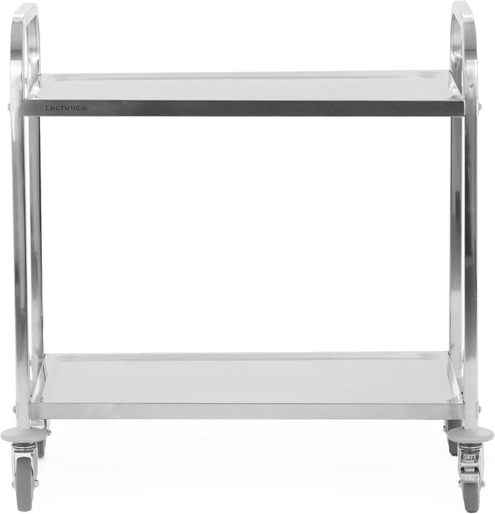 TECHNICA Servierwagen Edelstahl 2 Etagen mit Rollen & Bremse Quadratischer Griff 850x450x900mm Rollw