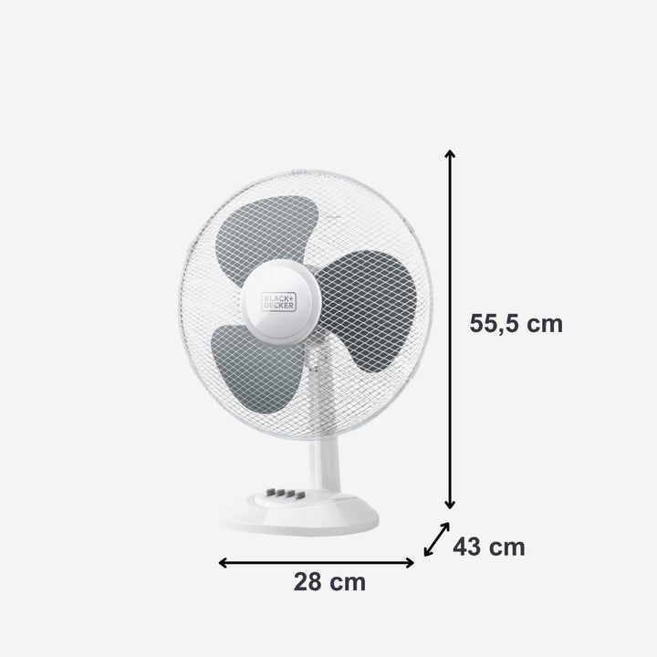 Black+Decker BXEFD42E Tischventilator BXDF42E, 40, Kunststoff Weiss [Energieklasse A] Weiss - 3 Klin