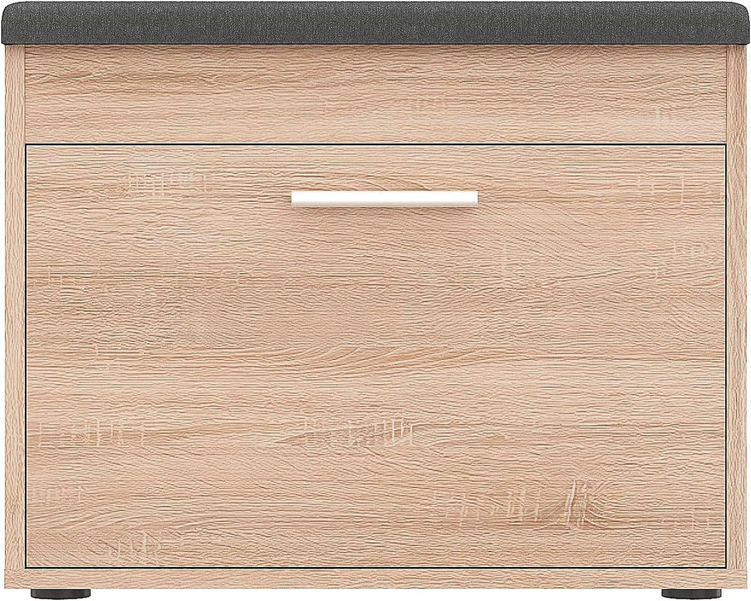 KOMTO Schuhbank mit Sitzfläche Sonoma Eiche – Schuhschrank mit Sitzbank, Schuhbank mit Klappe, Schuh