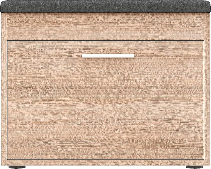 KOMTO Schuhbank mit Sitzfläche Sonoma Eiche – Schuhschrank mit Sitzbank, Schuhbank mit Klappe, Schuh