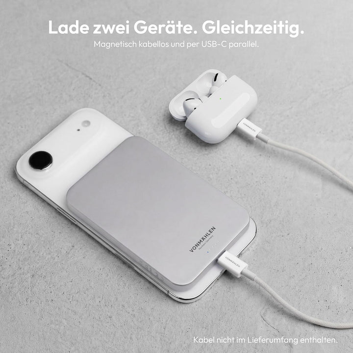 VONMÄHLEN Evergreen Mag - Wireless Powerbank kompatibel mit MagSafe - Ultra Thin, Tragbares Ladegerä