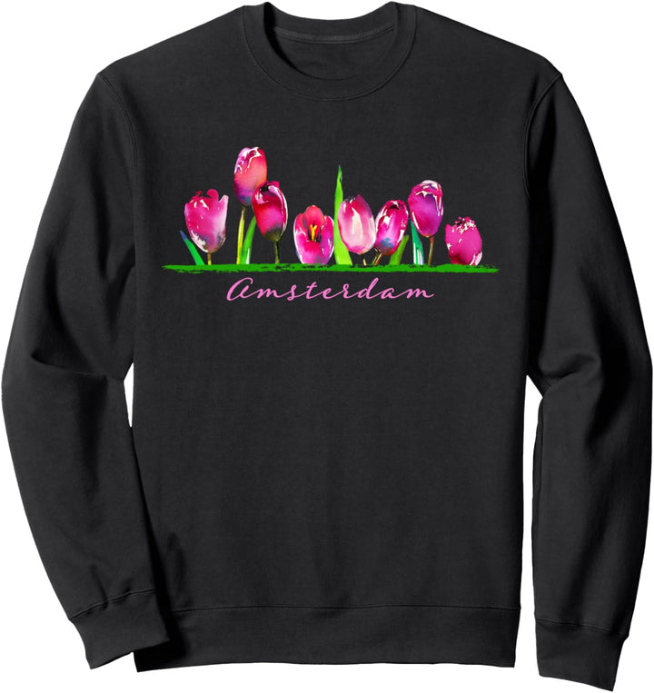 Amsterdam Tulip Flower Aquarell Frauen Mädchen Gärtner Sweatshirt