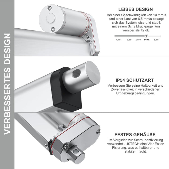 Justech Linearmotor Verstellantrieb Toröffner Linear Actuator Motor 12v DC 750N 250mm Lineartechnik
