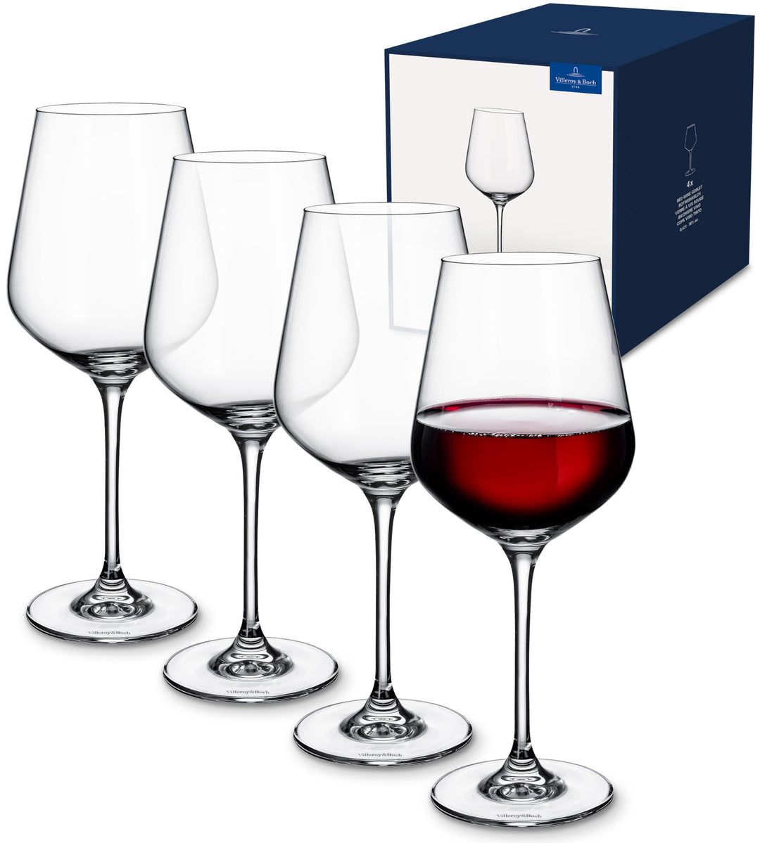 Villeroy & Boch 11-3667-8110 La Divina Rotweinkelch, Glas, transparent, 4 Stück (1 Packung) (Verpack