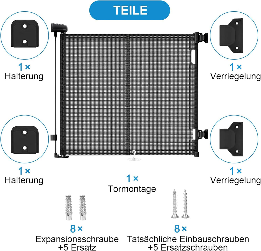Treppenschutzgitter Ausziehbare für Babys,0-140cm,83cm Hoch Baby Absperrgitter Treppenschutzrollo,Ei