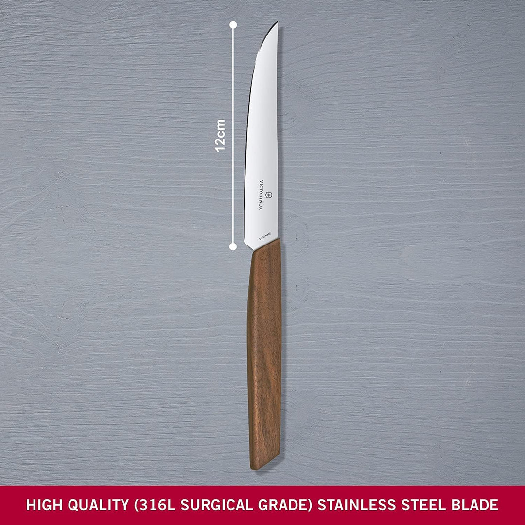 Victorinox, Swiss Modern, Profi Steakmesser-Set, 2-teilig, Extra Scharfe Klinge, gerader Schliff, 12