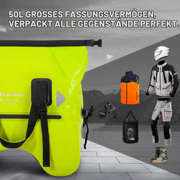 WILD HEART Motorrad-Rücksitztasche U-förmige wasserdichte Hecktasche 50L Motorradausrüstung Lokomoti