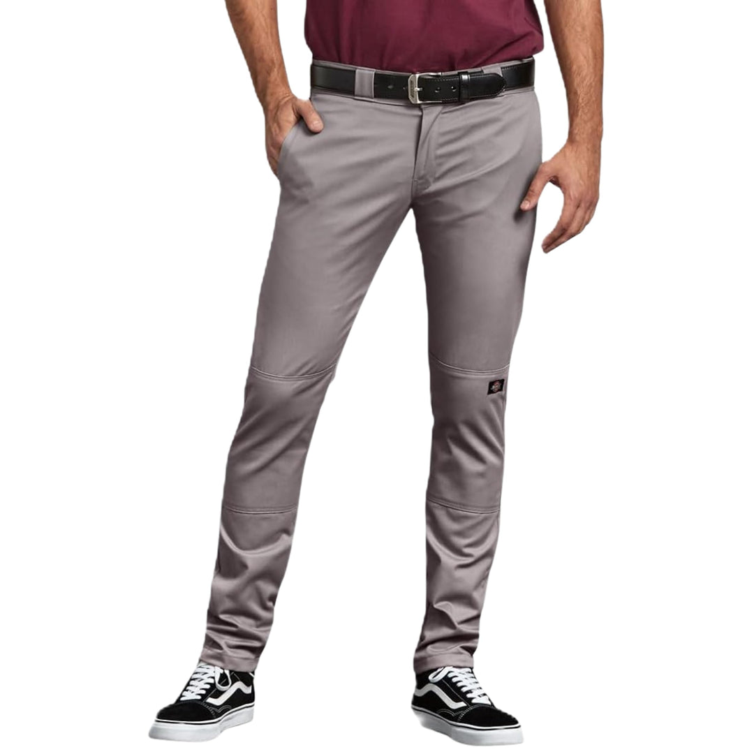 Dickies, Herren, Doppelknie-Arbeitshose, enge gerade Passform 28W / 30L Silber, 28W / 30L Silber