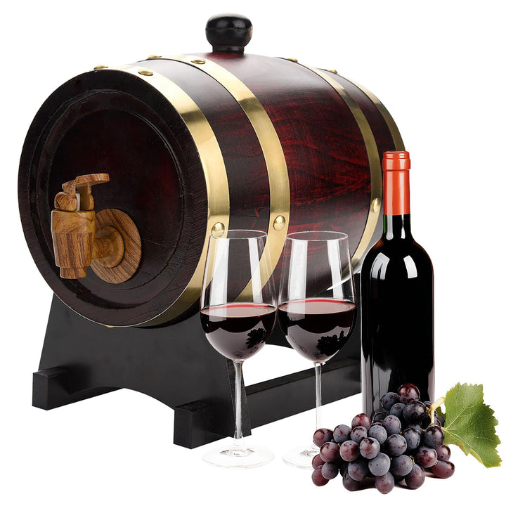 1,5L/ 3L/ 5L/ 10L Holzfass Bierfrässer Weinfass mit Zapfhahn, Stopfen und Holzbock, Heimbrauen Bierb