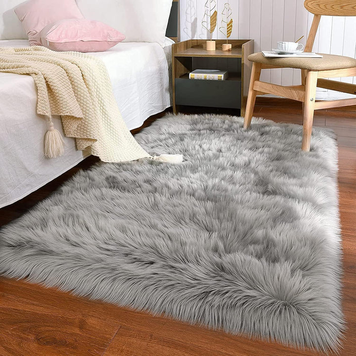 HEQUN Faux Lammfell Schaffell Teppich Kunstfell Dekofell Lammfellimitat Teppich Longhair Fell Nachah