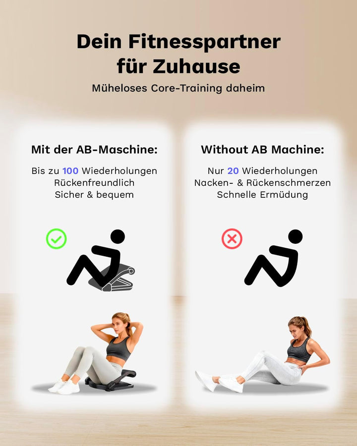AIRHOP 8-in-1 Smart Core Ab Machine, klappbarer Bauchtrainer & Bauchmuskeltrainer bis 100 kg, Baucht