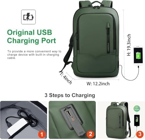 Laptop Rucksack Herren Leicht Business Backpack mit USB-Anschluss Wasserdichter Rucksack Herren Schu