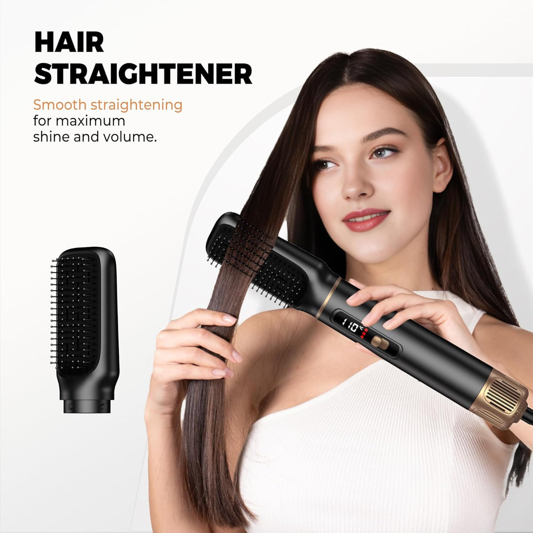 UKLISS 5 in 1 Haarstyler mit LCD-Display, Haartrockner & Hair Styler mit Hair Dryer, Rundbürstenföhn