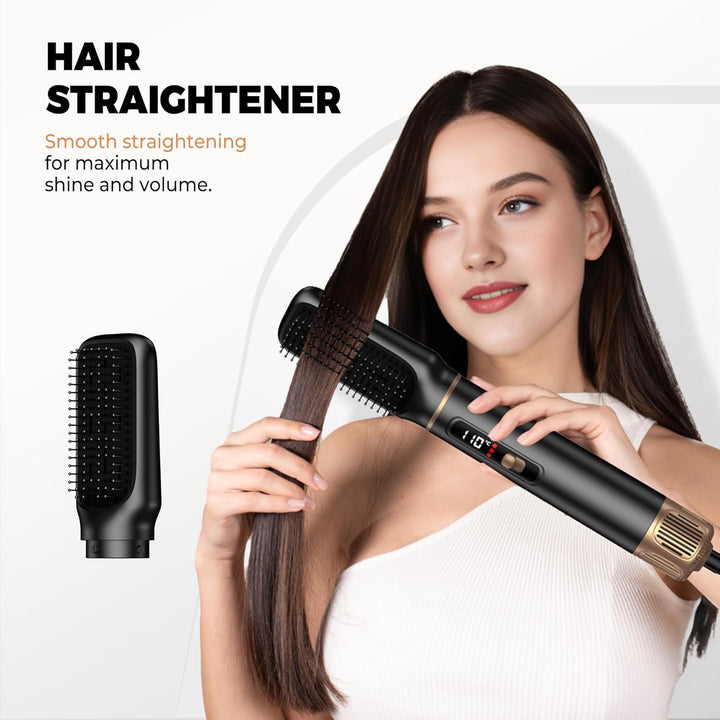 UKLISS 5 in 1 Haarstyler mit LCD-Display, Haartrockner & Hair Styler mit Hair Dryer, Rundbürstenföhn